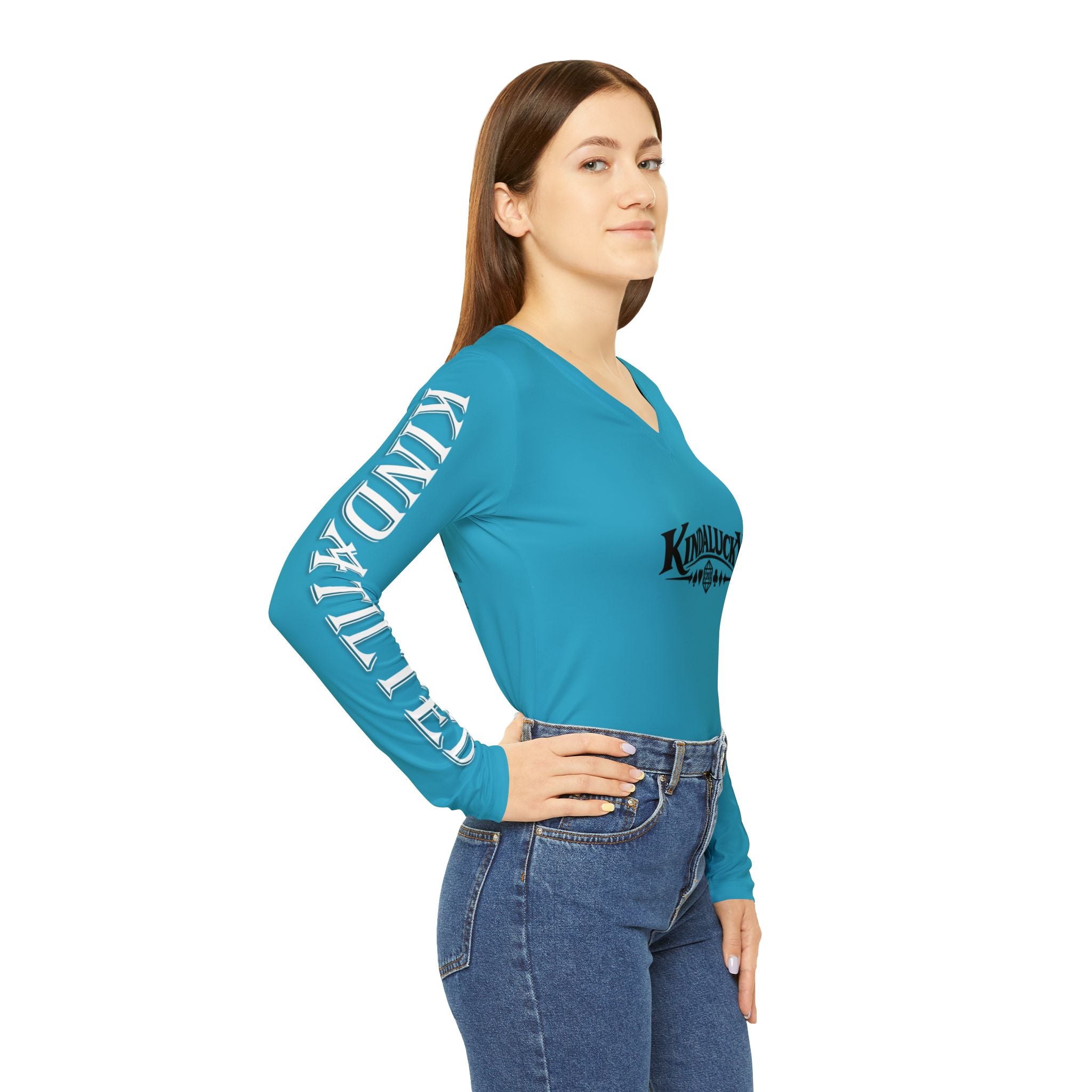 Ladies Tilt Poker V-Neck Long Sleeve Shirt