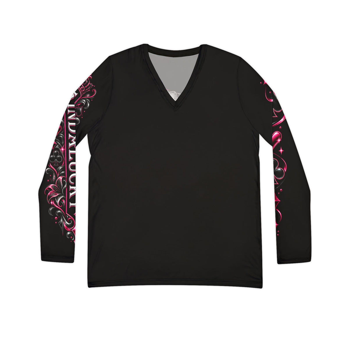 Ladies Aces Poker V-Neck Long Sleeve Shirt