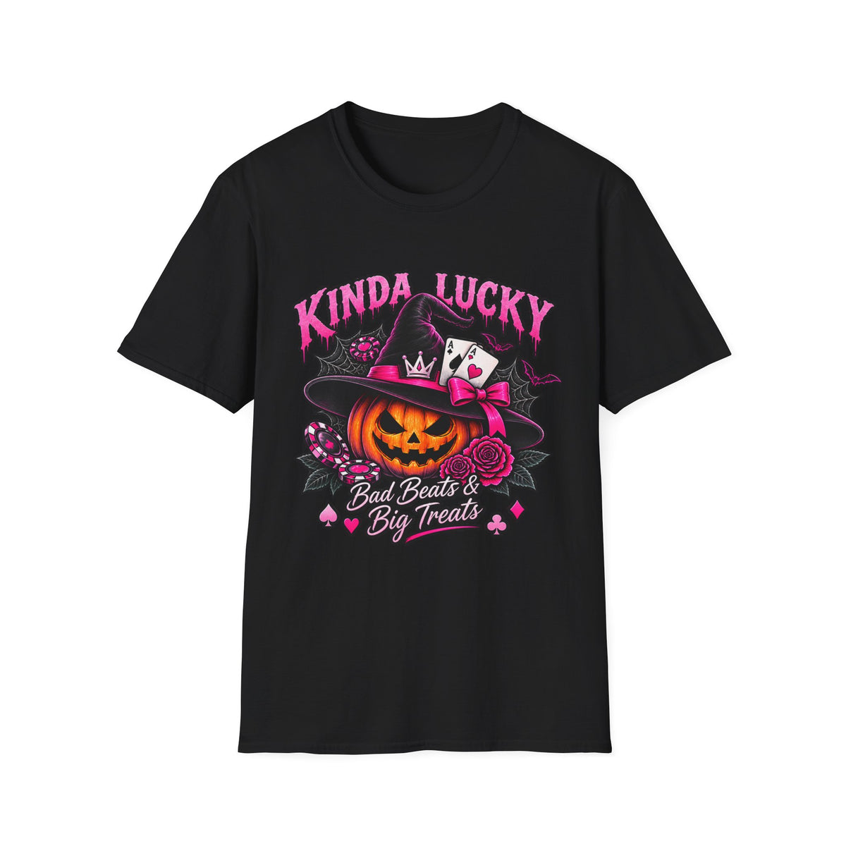Kinda Lucky Witch Pumpkin Bad Beats & Good Treats Shirt