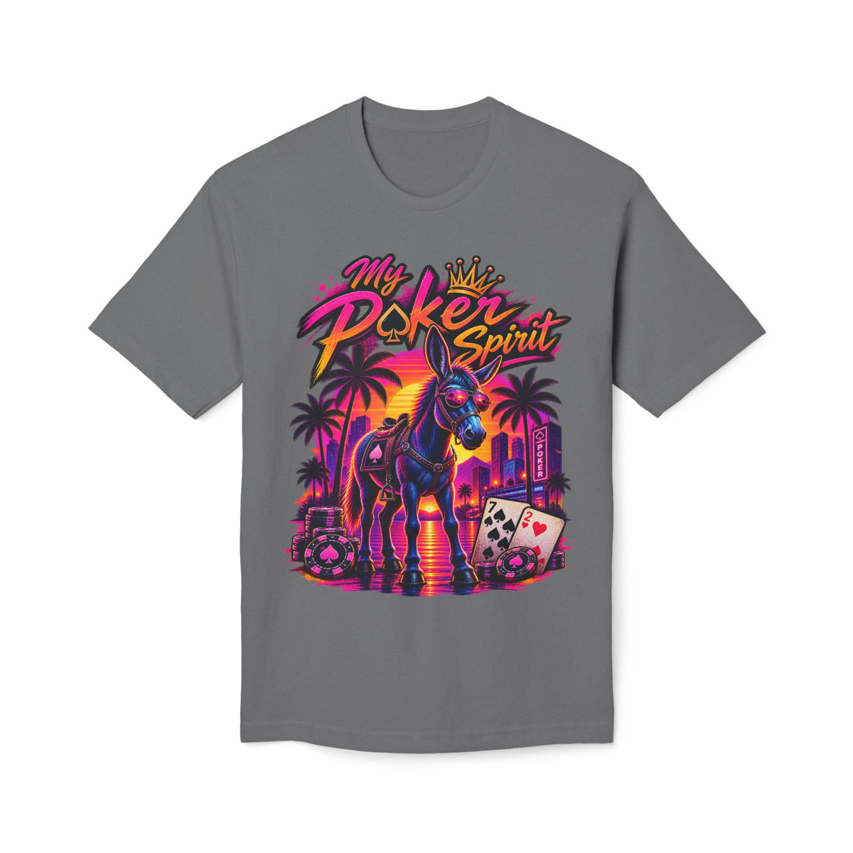 Poker Spirit Donkey Shirt — "Kindalucky" Neon Horse Casino Design