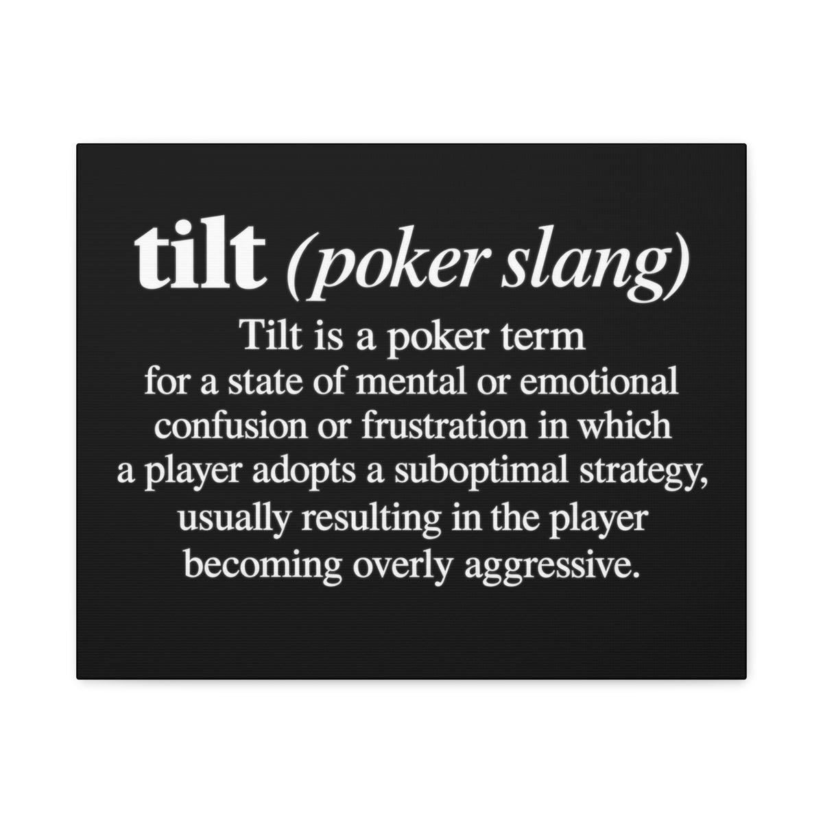 Tilt Slang Poker Canvas Wall Art