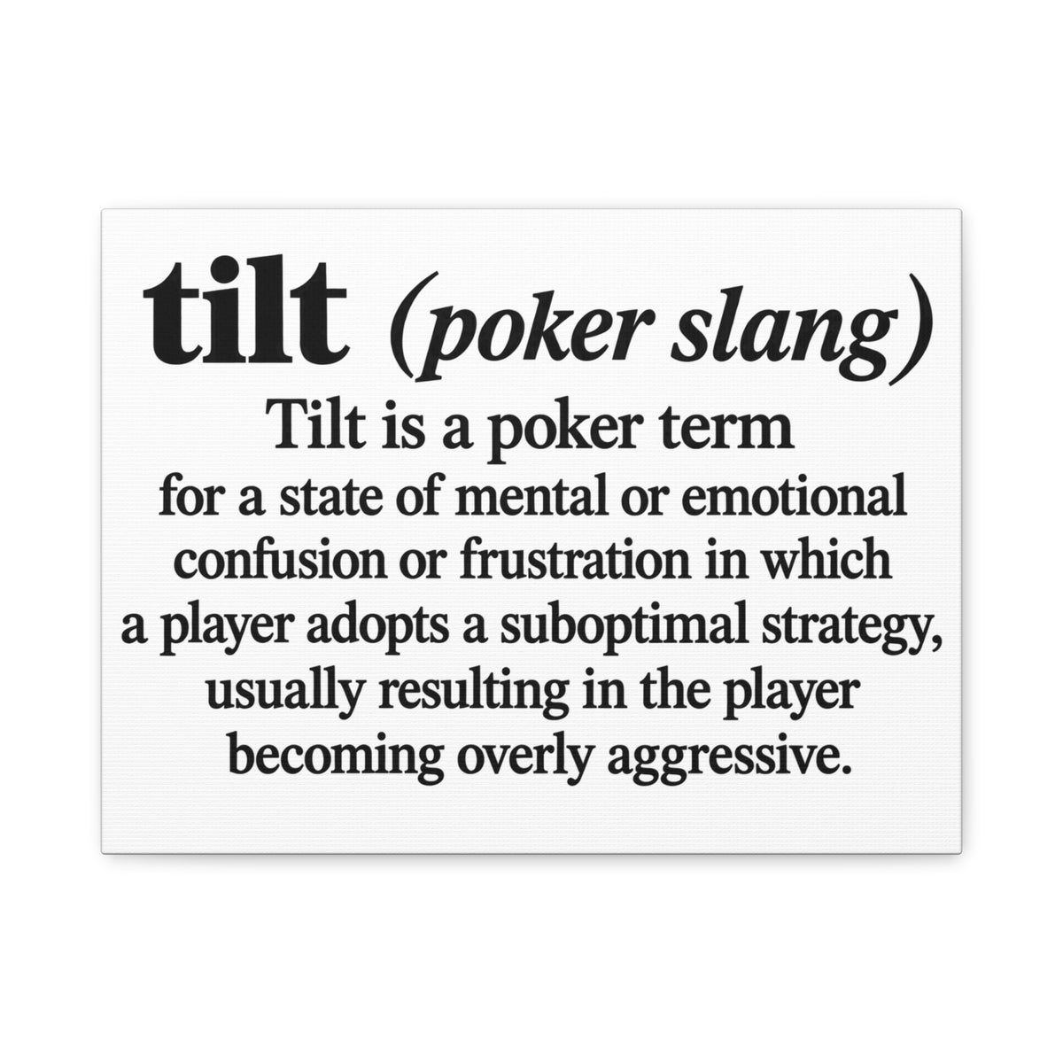 Tilt Slang Poker Canvas Wall Art