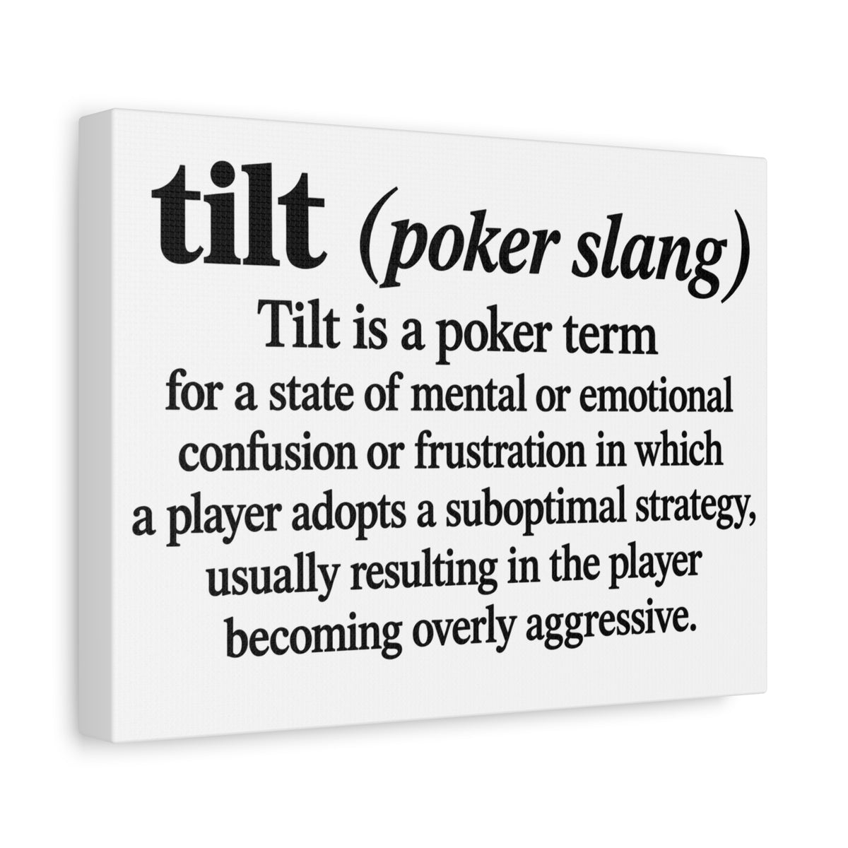 Tilt Slang Poker Canvas Wall Art