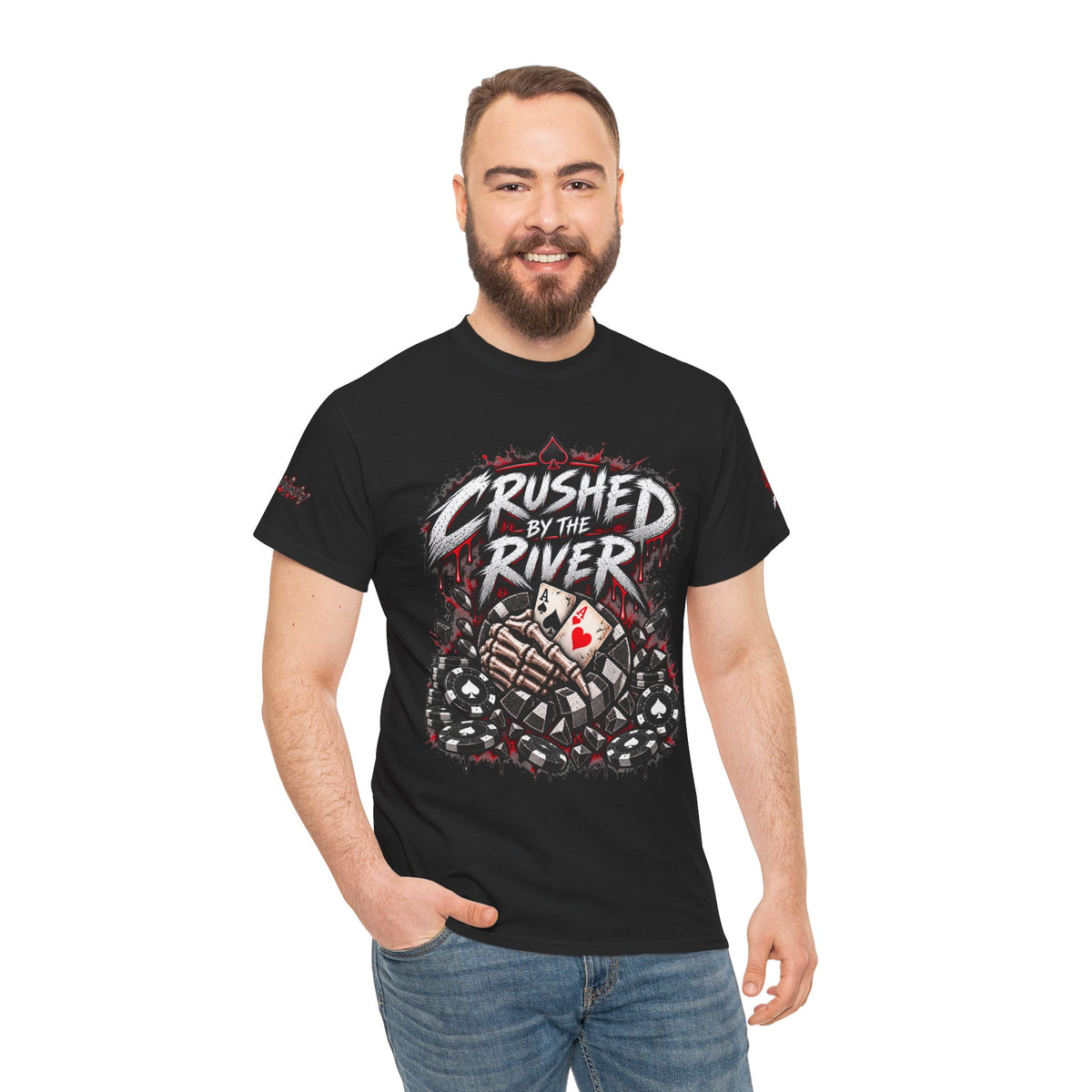 Crushed by the River Poker  Shirt | Kindalucky Bad Beat logo sleeves