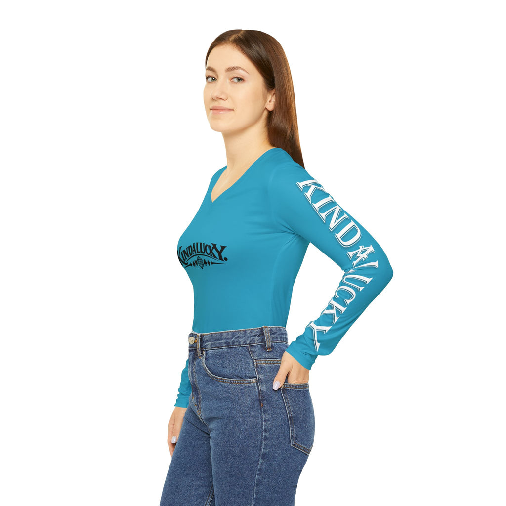 Ladies Tilt Poker V-Neck Long Sleeve Shirt