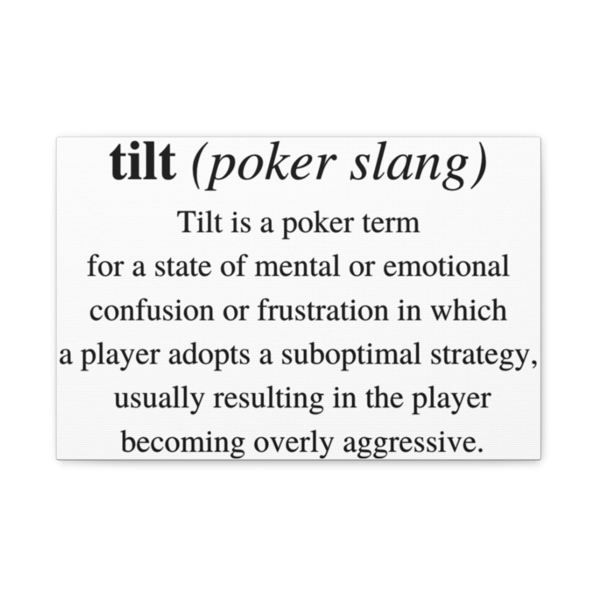 Tilt Slang Poker Canvas Wall Art