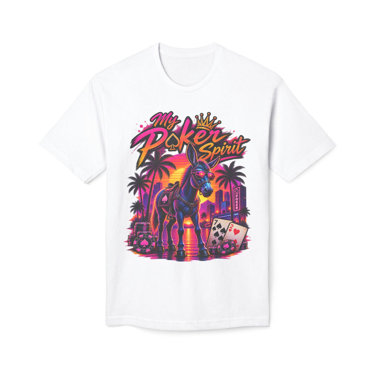 Poker Spirit Donkey Shirt — "Kindalucky" Neon Horse Casino Design