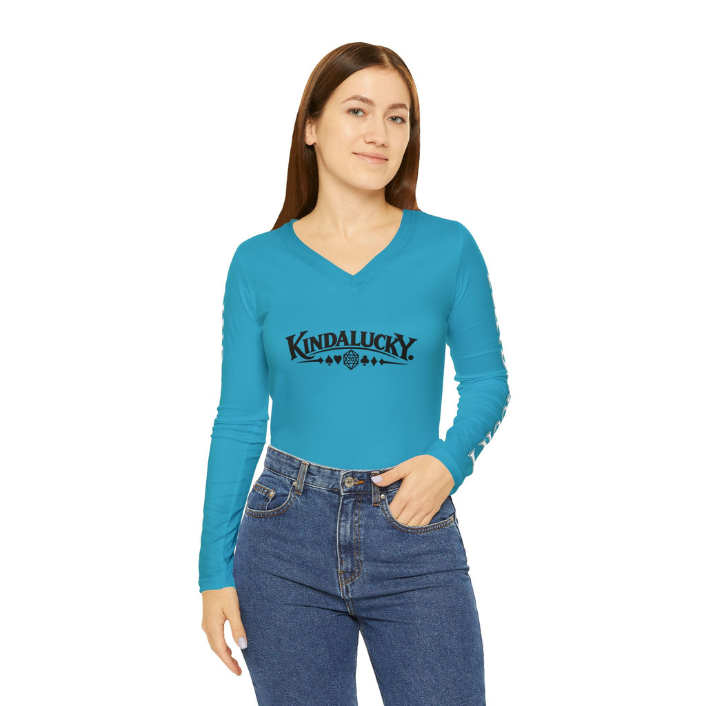 Ladies Tilt Poker V-Neck Long Sleeve Shirt