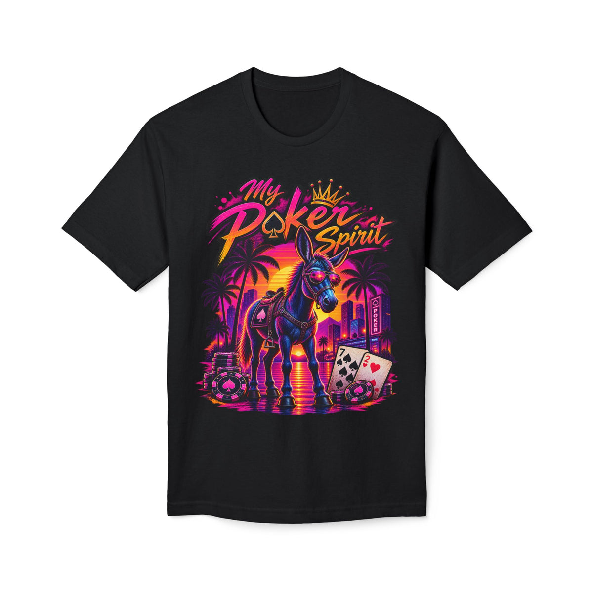 Poker Spirit Donkey Shirt — "Kindalucky" Neon Horse Casino Design