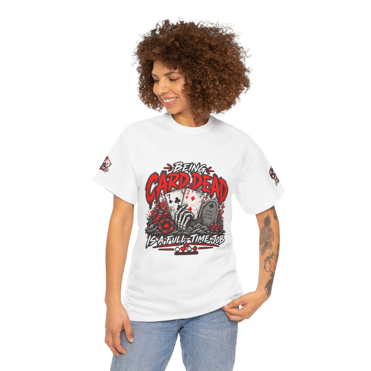 Being Card Dead is a Full Time Job Poker  Shirt | Kindalucky logo sleeves