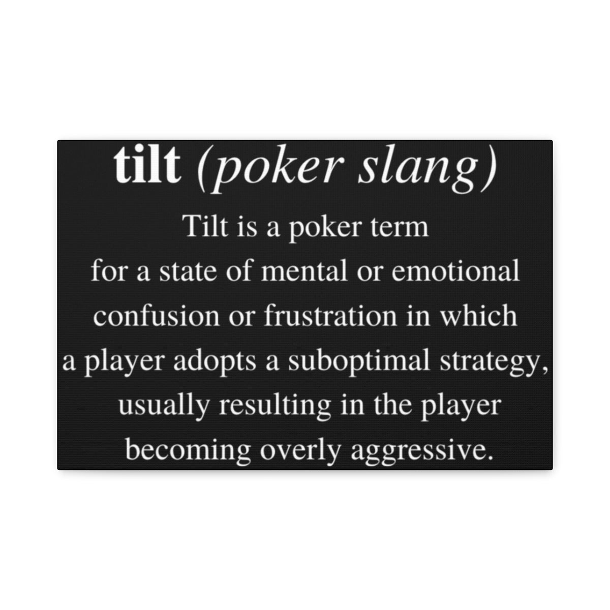 Tilt Slang Poker Canvas Wall Art